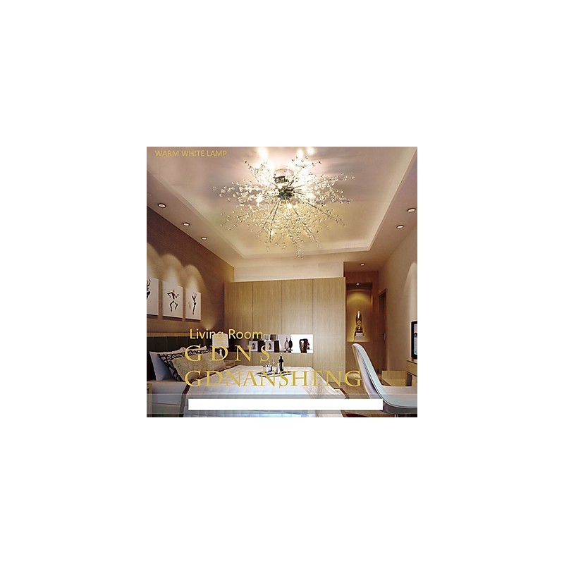 Modern Globe Crystal Chrome Metal Chandelier