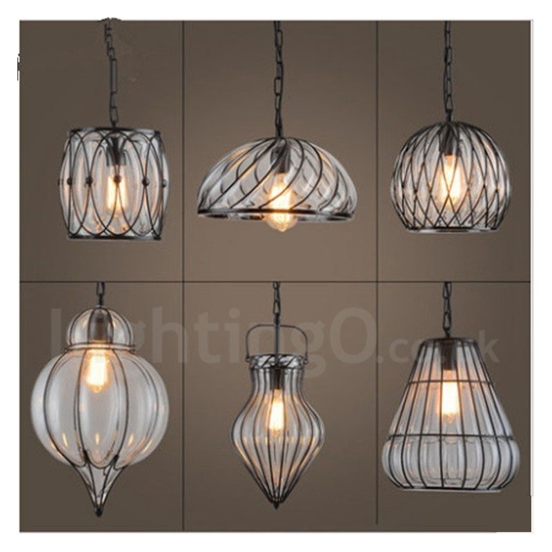 1 Light Vintage Cafe Glass Pendant Light Loft Pendant Lamp