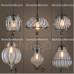 1 Light Vintage Cafe Glass Pendant Light Loft Pendant Lamp