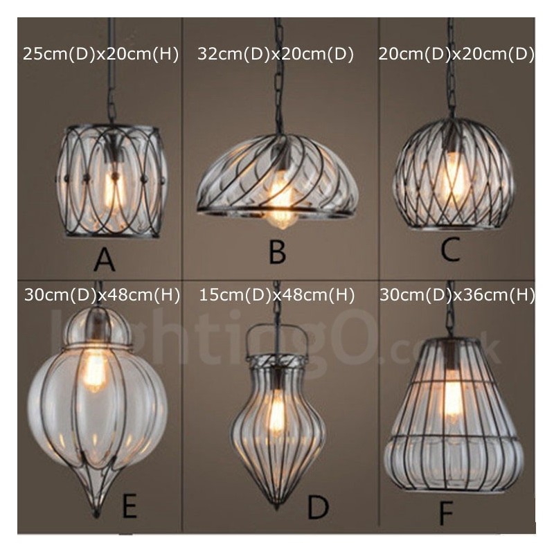 1 Light Vintage Cafe Glass Pendant Light Loft Pendant Lamp