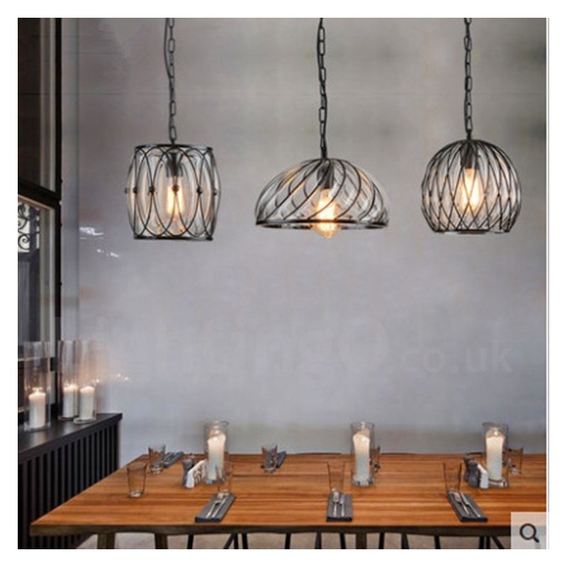 1 Light Vintage Cafe Glass Pendant Light Loft Pendant Lamp