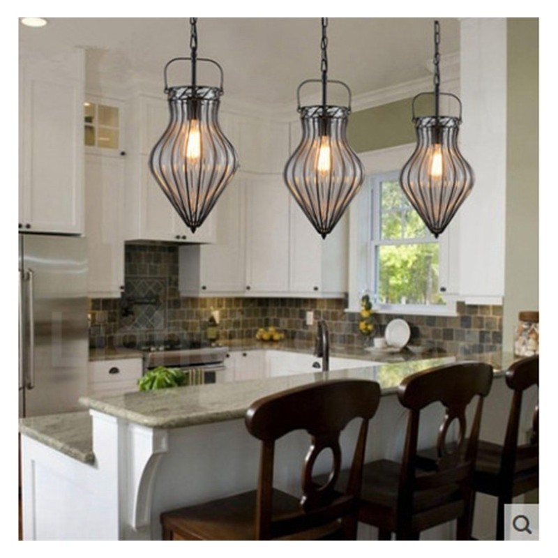 1 Light Vintage Cafe Glass Pendant Light Loft Pendant Lamp