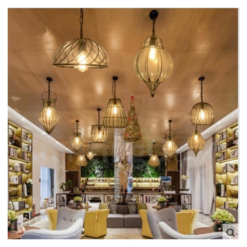 1 Light Vintage Cafe Glass Pendant Light Loft Pendant Lamp