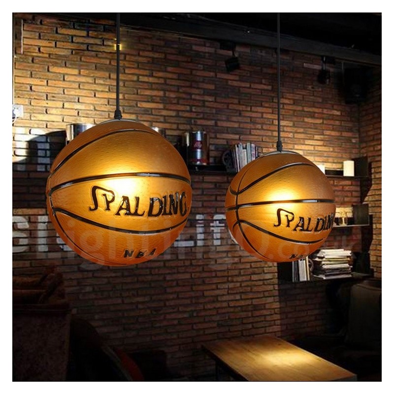 1 Light Vintage Modern Contemporary Basketball Glass Shade Pendant Light