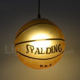 1 Light Vintage Modern Contemporary Basketball Glass Shade Pendant Light