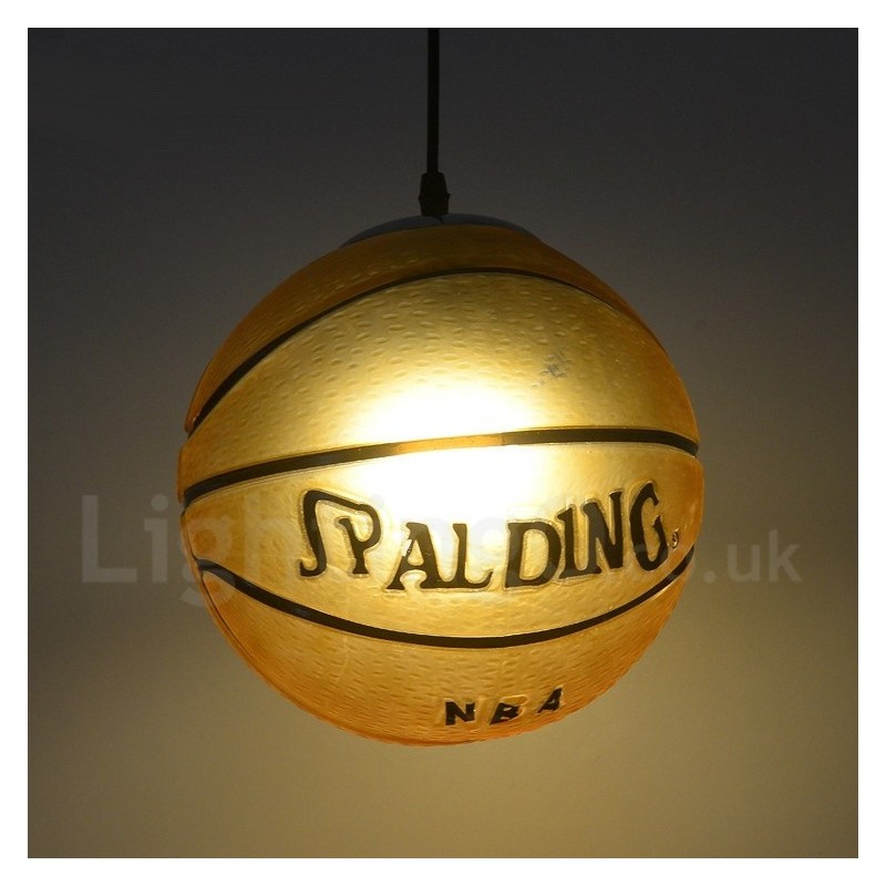 1 Light Vintage Modern Contemporary Basketball Glass Shade Pendant Light