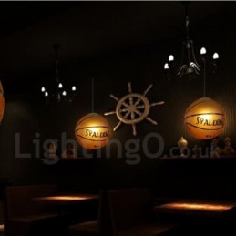 1 Light Vintage Modern Contemporary Basketball Glass Shade Pendant Light