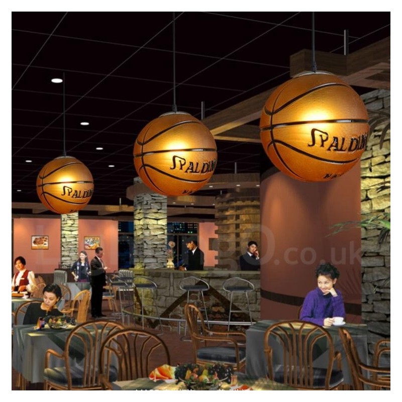 1 Light Vintage Modern Contemporary Basketball Glass Shade Pendant Light