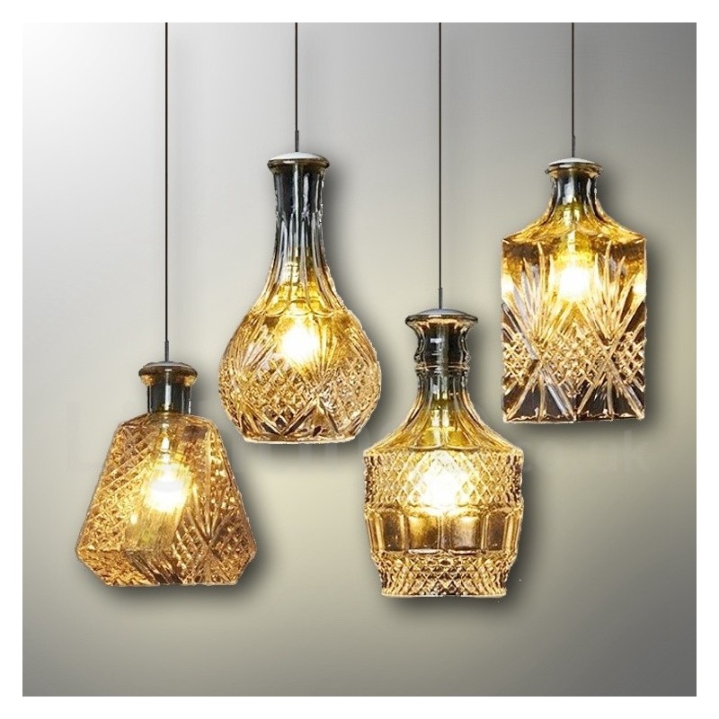 1 Light Rustic Lodge Glass Cafe Pendant Light