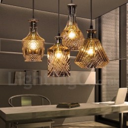 1 Light Rustic Lodge Glass Cafe Pendant Light