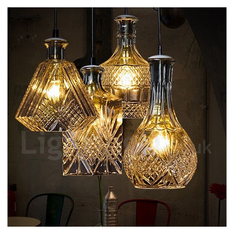 1 Light Rustic Lodge Glass Cafe Pendant Light