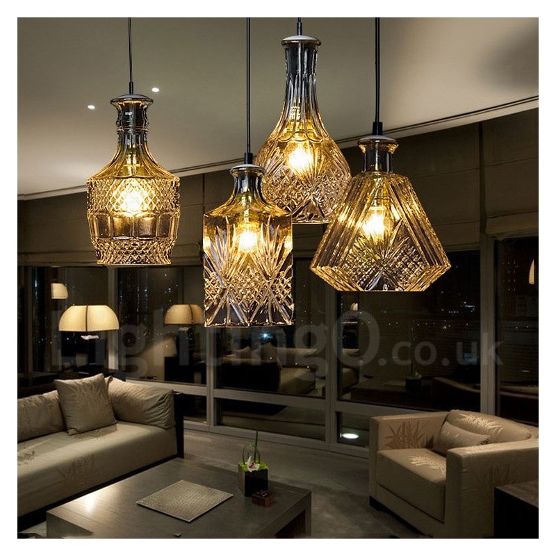 1 Light Rustic Lodge Glass Cafe Pendant Light