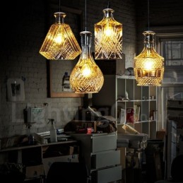 1 Light Rustic Lodge Glass Cafe Pendant Light