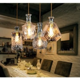 1 Light Rustic Lodge Glass Cafe Pendant Light