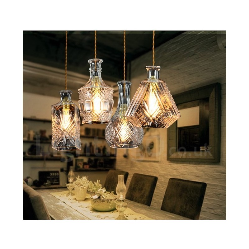 1 Light Rustic Lodge Glass Cafe Pendant Light