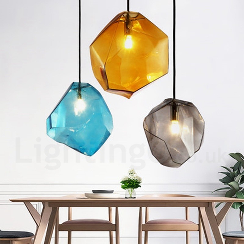 1 Light Rustic Lodge Pendant Light with Glass Shade