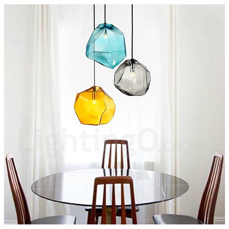 1 Light Rustic Lodge Pendant Light with Glass Shade