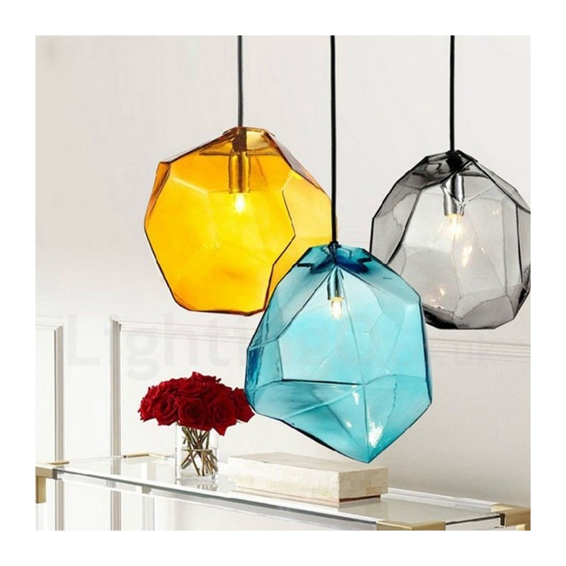 1 Light Rustic Lodge Pendant Light with Glass Shade