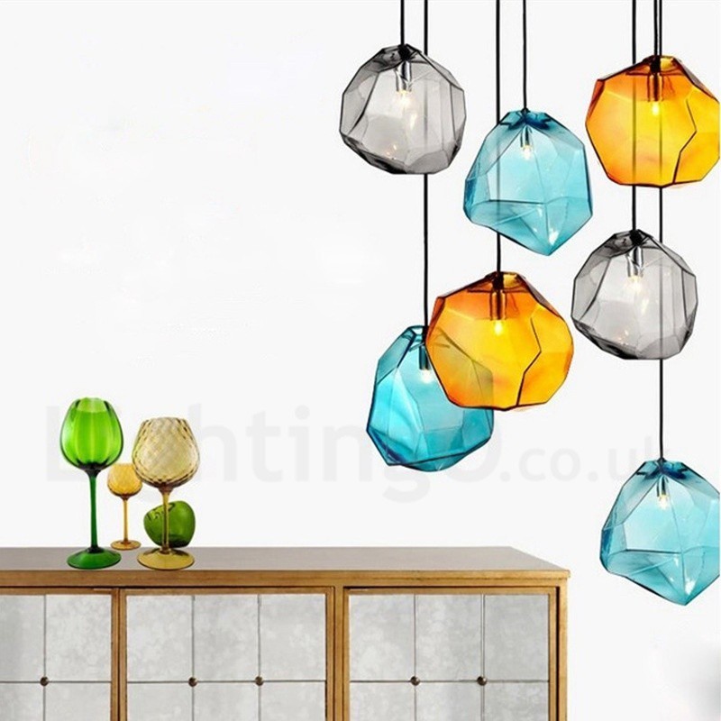 1 Light Rustic Lodge Pendant Light with Glass Shade