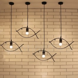 1 Light Rustic Lodge Retro Fish Pendant Light with Steel Shade