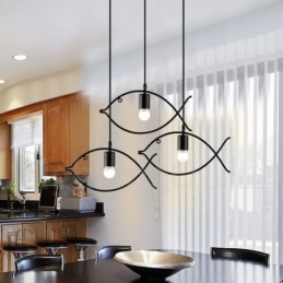 1 Light Rustic Lodge Retro Fish Pendant Light with Steel Shade