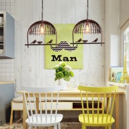 1 Light Rustic Lodge Retro Birdcage Pendant Light with Steel Shade