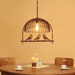1 Light Rustic Lodge Retro Birdcage Pendant Light with Steel Shade