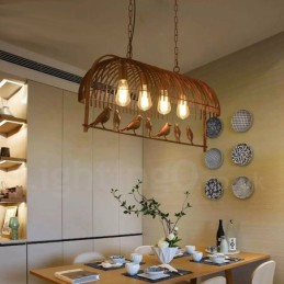 4 Light Rustic Lodge Retro Birdcage Pendant Light with Steel Shade