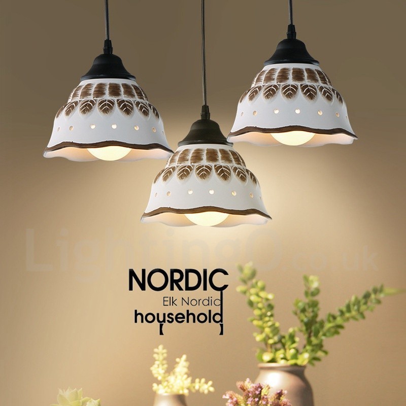 1 Light Modern Contemporary Pendant Light with Ceramic Shade