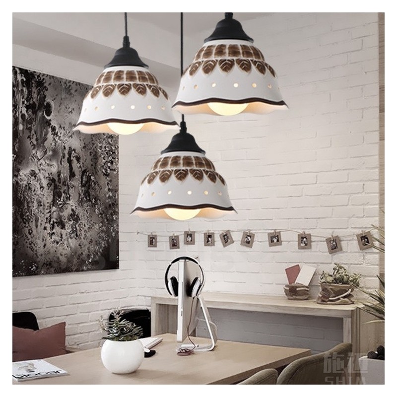 1 Light Modern Contemporary Pendant Light with Ceramic Shade