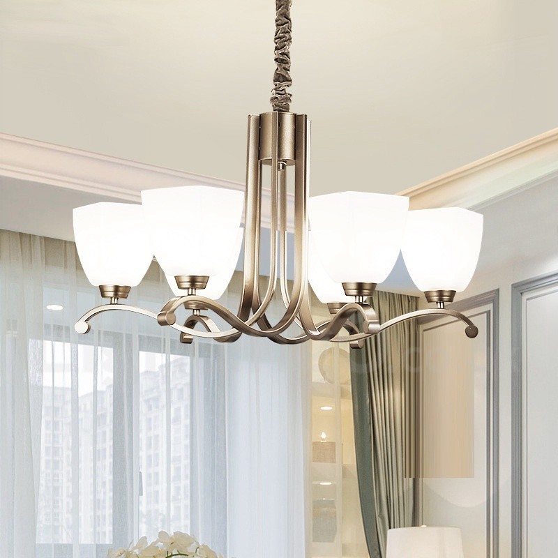 6 Light Modern Contemporary Chandelier with Glass Shade
