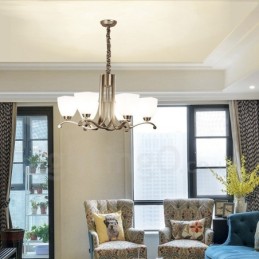 6 Light Modern Contemporary Chandelier with Glass Shade