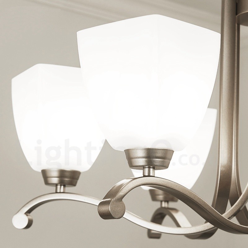6 Light Modern Contemporary Chandelier with Glass Shade