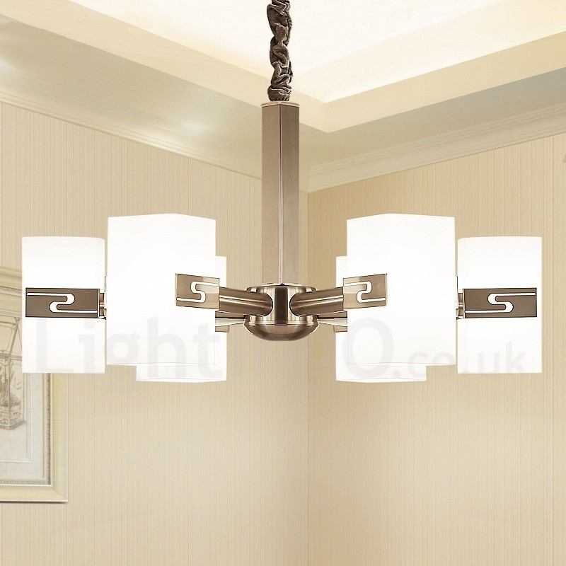 6 Light Modern Contemporary Chandelier with Glass Shade