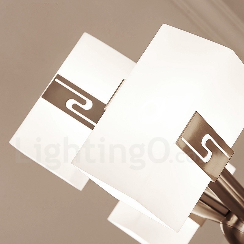 6 Light Modern Contemporary Chandelier with Glass Shade