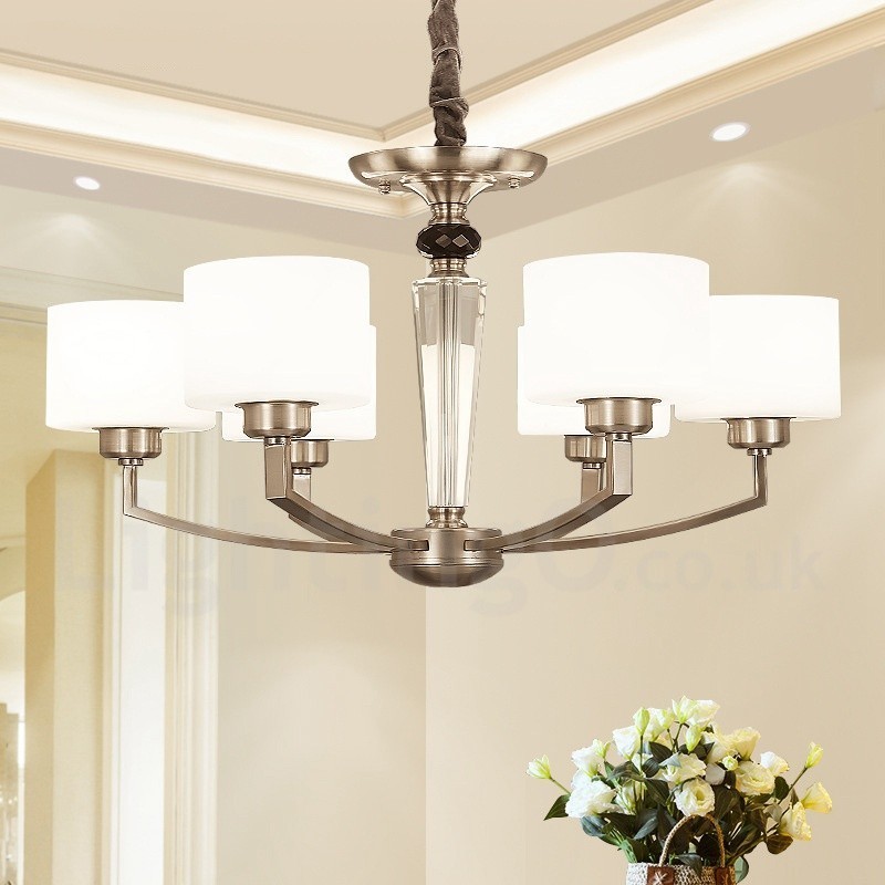 6 Light Modern Contemporary Chandelier with Glass Shade