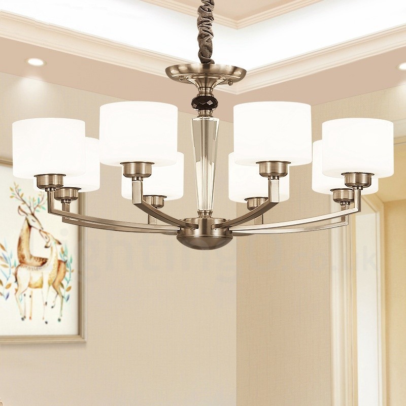 6 Light Modern Contemporary Chandelier with Glass Shade