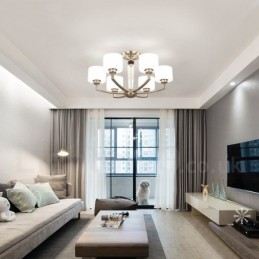 6 Light Modern Contemporary Chandelier with Glass Shade