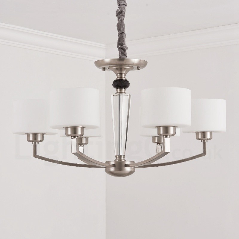 6 Light Modern Contemporary Chandelier with Glass Shade
