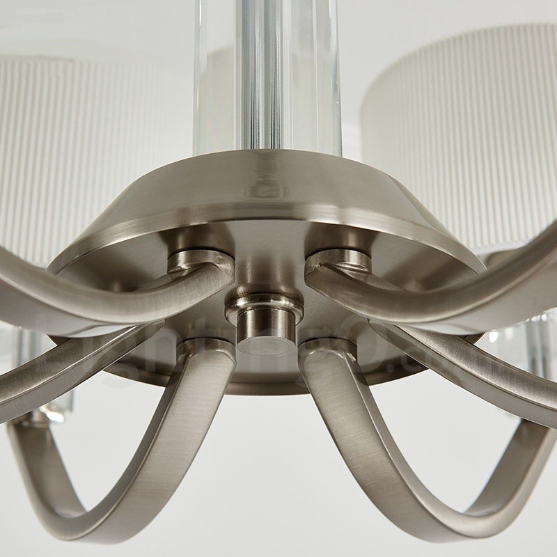 6 Light Modern Contemporary Crystal Chandelier with Fabric Shade