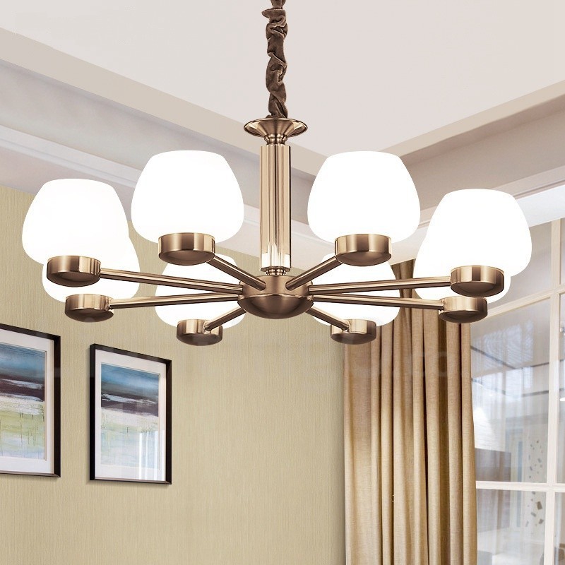 8 Light Modern Contemporary Chandelier with Glass Shade