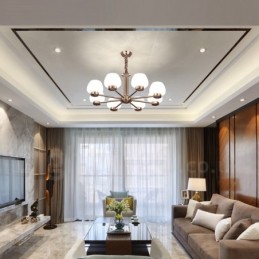 8 Light Modern Contemporary Chandelier with Glass Shade