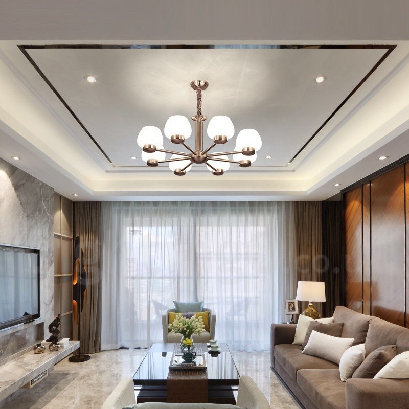 8 Light Modern Contemporary Chandelier with Glass Shade