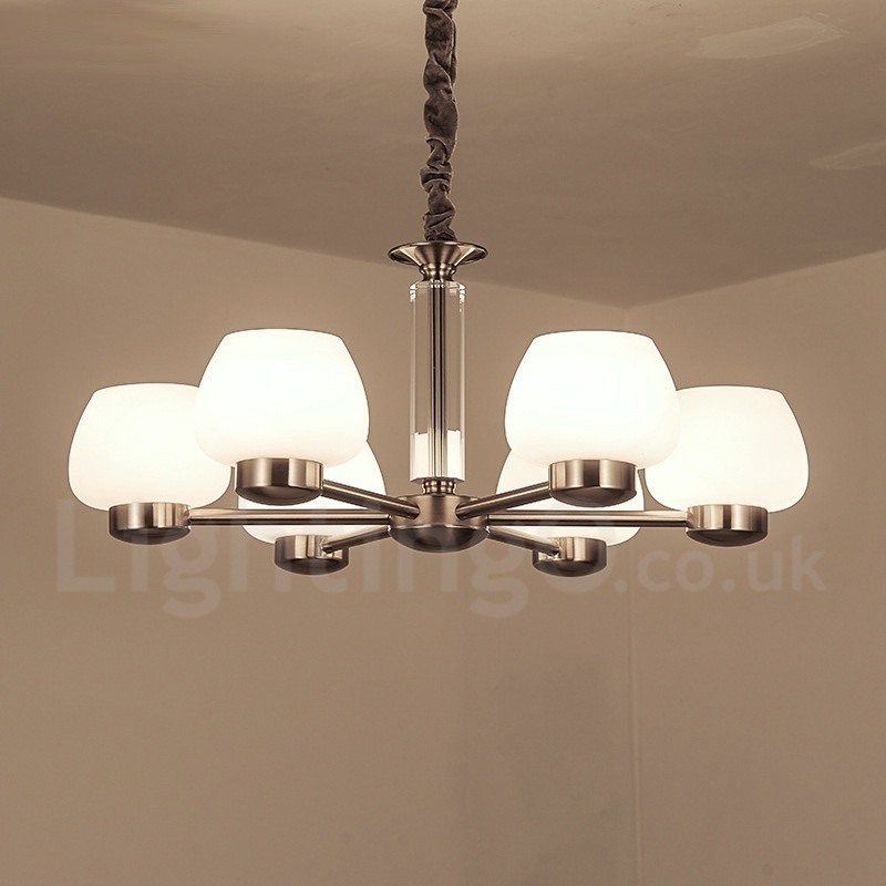 6 Light Modern Contemporary Chandelier with Glass Shade