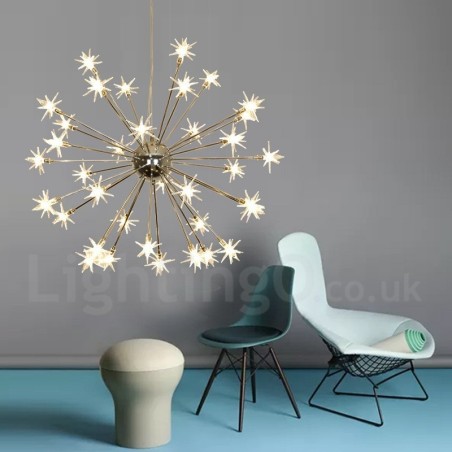 32 Light Modern Contemporary Steel Pendant Light with Glass Shade