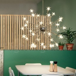 32 Light Modern Contemporary Steel Pendant Light with Glass Shade