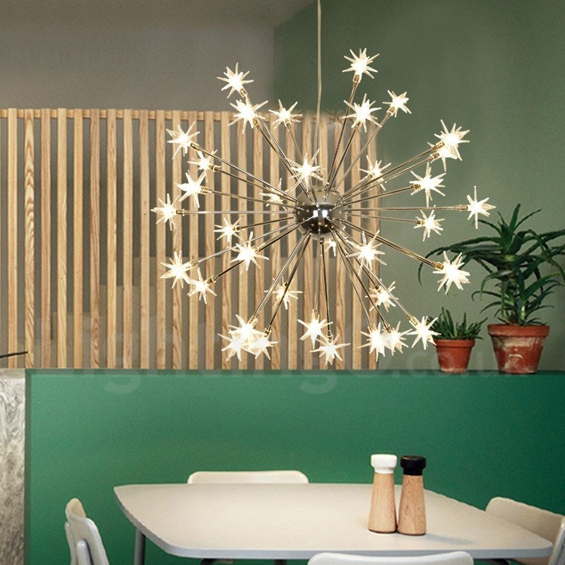 32 Light Modern Contemporary Steel Pendant Light with Glass Shade