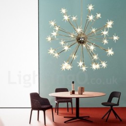 32 Light Modern Contemporary Steel Pendant Light with Glass Shade