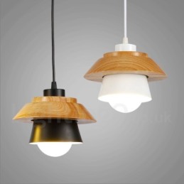1 Light Modern Contemporary Wood Pendant Light with Aluminum alloy Shade