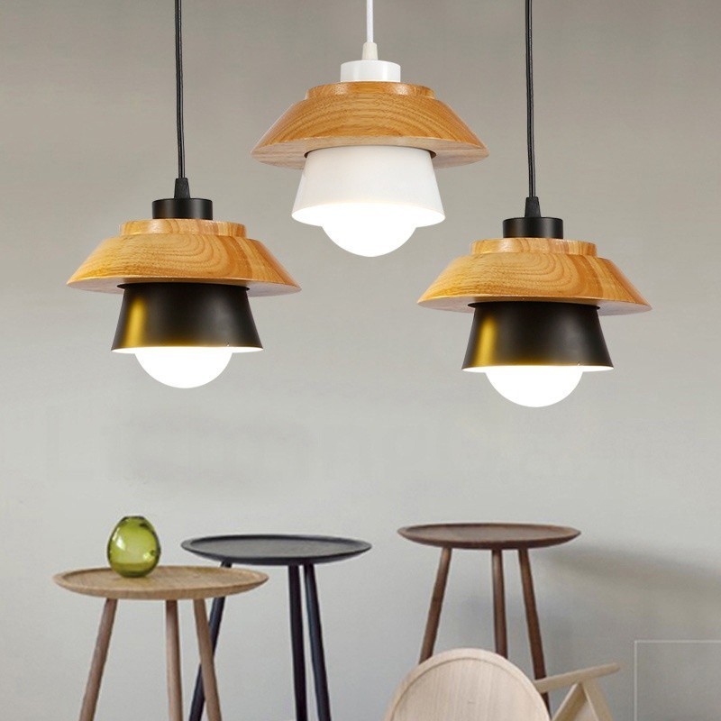 1 Light Modern Contemporary Wood Pendant Light with Aluminum alloy Shade